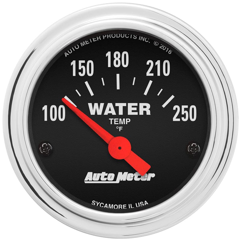 AUTOMETER 2-1/16", Short Sweep Electric, 100-250°F Auto Meter Traditional Chrome Series Water Temperature Gauge AU2532 SR