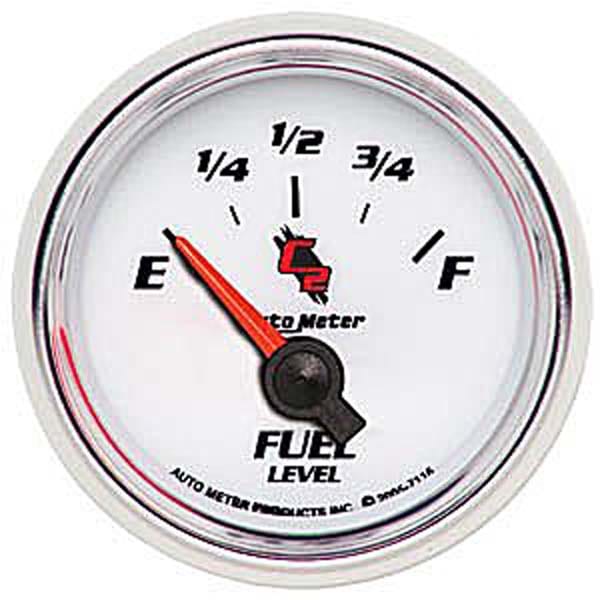 AUTOMETER 2-1/16", Short Sweep Electric, 240 ohms Empty/33 ohms Full Auto Meter C2 Series Fuel Level Gauge AU7116 SR