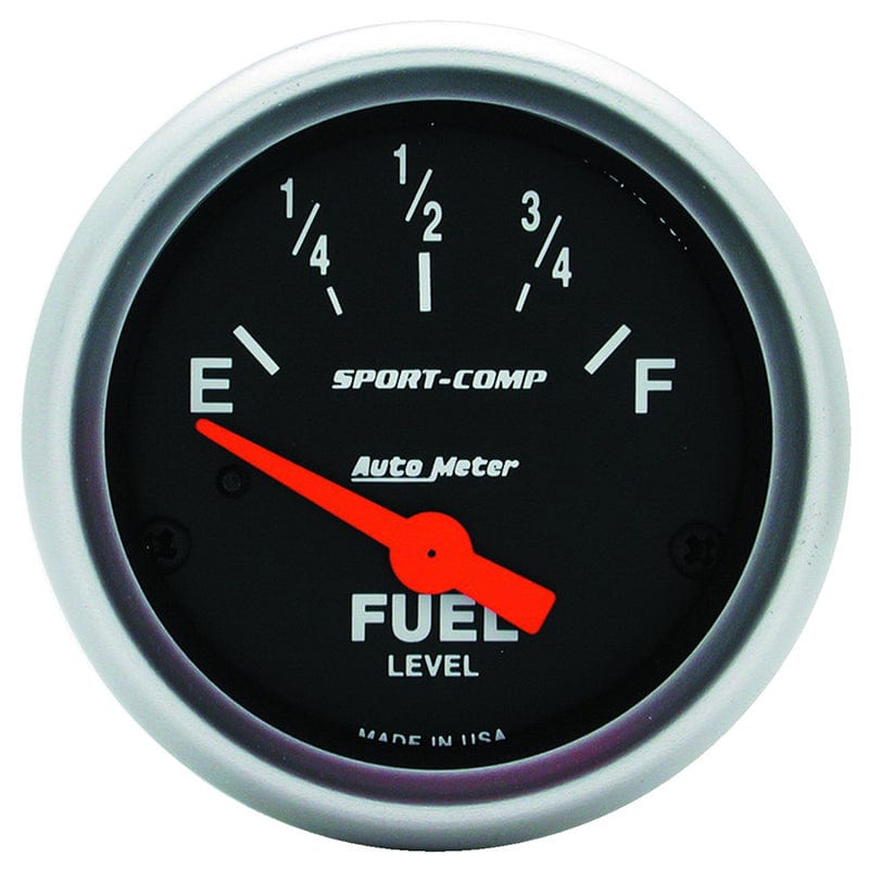 AUTOMETER 2-1/16", Short Sweep Electric, 240 ohms Empty/33 ohms Full Auto Meter Sport-Comp Series Fuel Level Gauge AU3316 SR