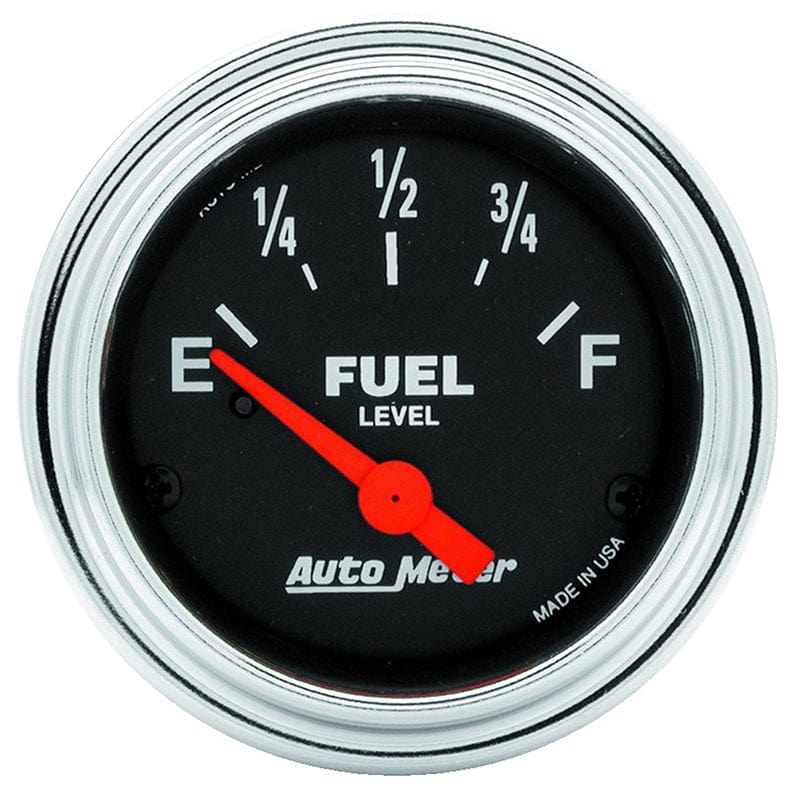 AUTOMETER 2-1/16", Short Sweep Electric, 240 ohms Empty / 33 ohms Full Auto Meter Traditional Chrome Series Fuel Level Gauge AU2516 SR