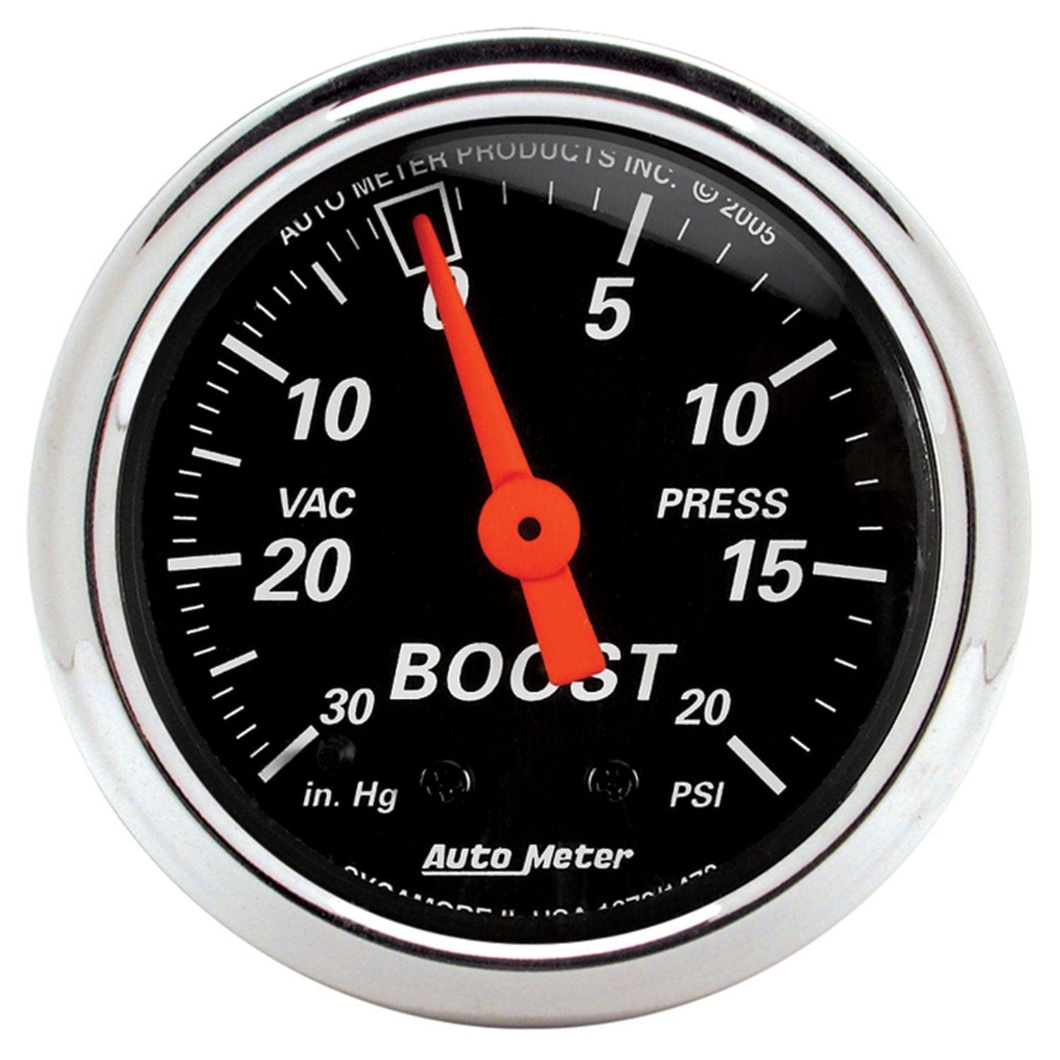 AUTOMETER 2-1/16", Short Sweep Electric, 30 in. Hg-Vac/20 psi Auto Meter Designer Black Series Boost/Vacuum Gauge AU1471 SR