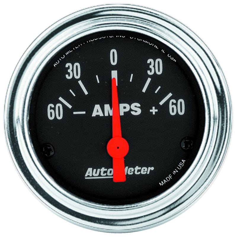 AUTOMETER 2-1/16", Short Sweep Electric, 60-0-60 amps Auto Meter Traditional Chrome Series Ammeter Gauge AU2586 SR