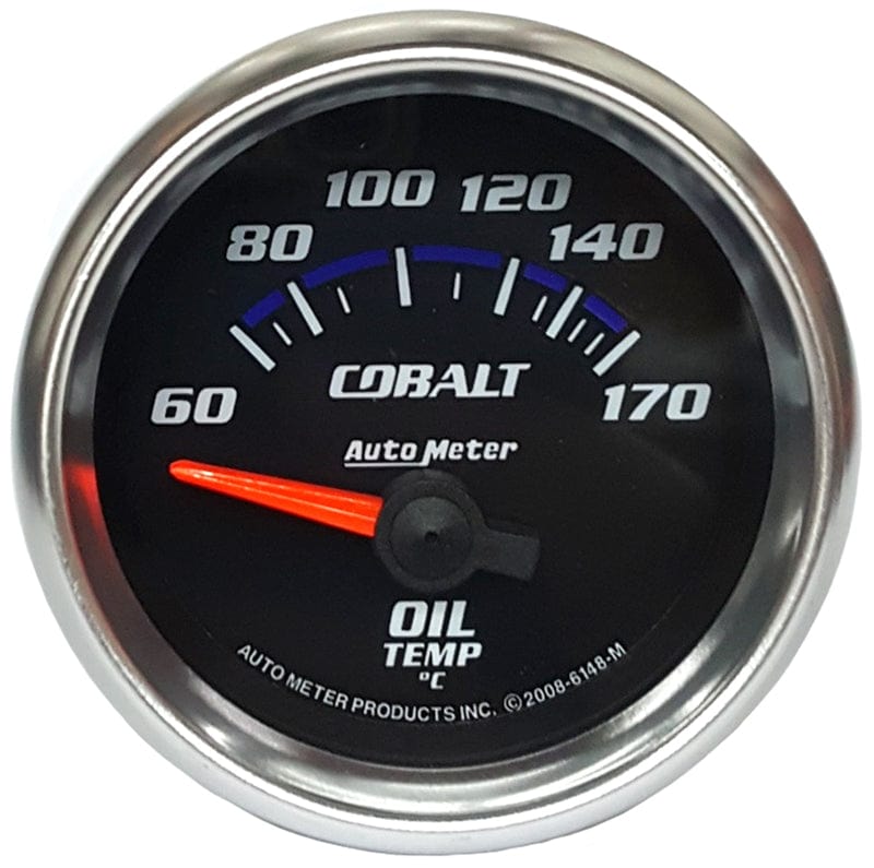 AUTOMETER 2-1/16", Short Sweep Electric, 60-150°C Auto Meter Cobalt Series Oil Temperature Gauge AU6148-M SR