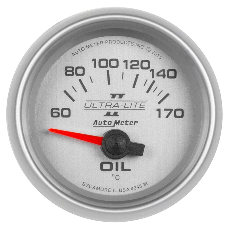 AUTOMETER 2-1/16", Short Sweep Electric, 60-170°C Auto Meter Ultra-Lite II Series Oil Temprature Gauge AU4948-M SR