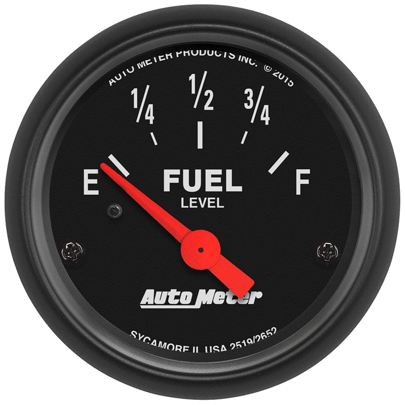 AUTOMETER 2-1/16", Short Sweep Electric, 73 ohms Empty/10 ohms Full Auto Meter Z-Series Fuel Level Gauge AU2652 SR