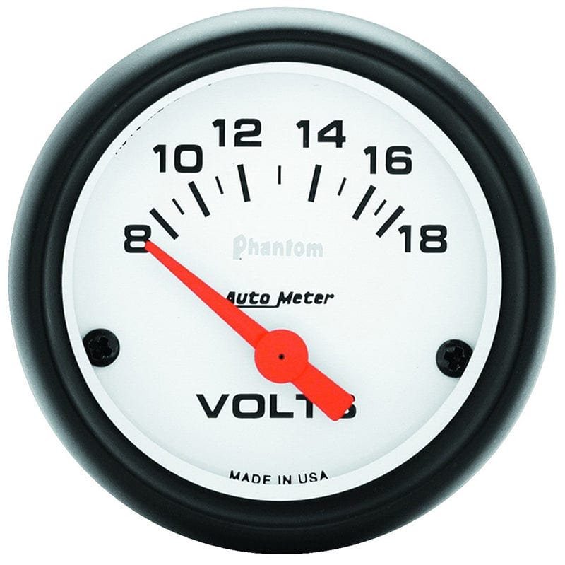 AUTOMETER 2-1/16", Short Sweep Electric, 8-18 volts Auto Meter Phantom Series Voltmeter Gauge AU5791 SR
