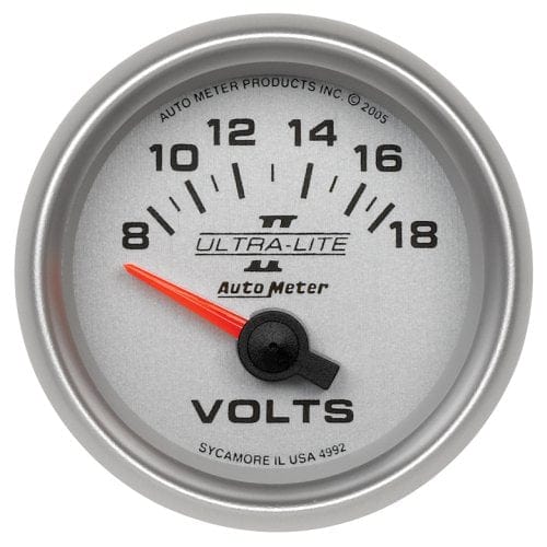 AUTOMETER 2-1/16", Short Sweep Electric, 8-18 volts Auto Meter Ultra-Lite II Series Voltmeter Gauge AU4992 SR
