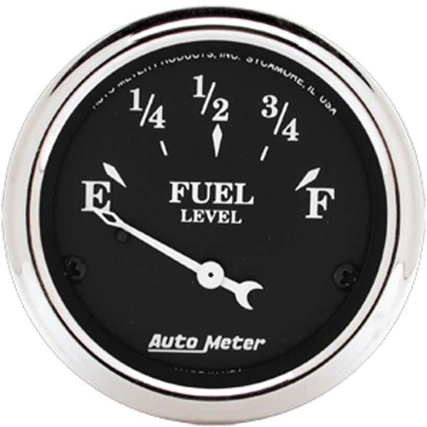 AUTOMETER 2-1/16", Short Sweep Electric, GM, 0 ohms Empty/90 ohms Full Auto Meter Old Tyme Black Series Fuel Level Gauge AU1715 SR