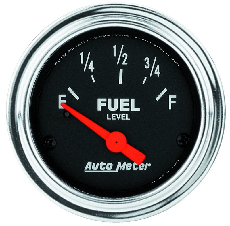 AUTOMETER 2-1/16", Short Sweep Electric, GM, 0 ohms Empty/90 ohms Full Auto Meter Traditional Chrome Series Fuel Level Gauge AU2514 SR