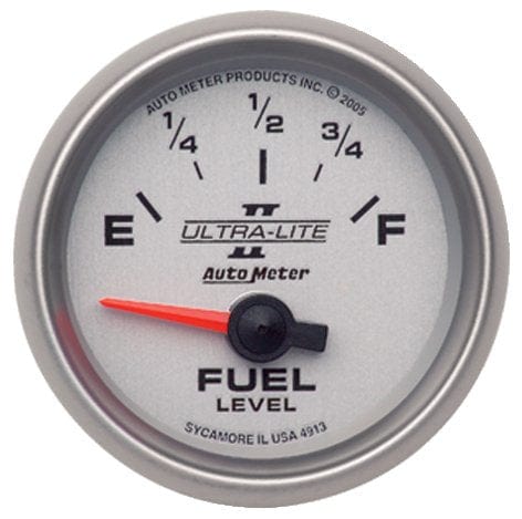 AUTOMETER 2-1/16", Short Sweep Electric, GM, 0 ohms Empty/90 ohms Full Auto Meter Ultra-Lite II Series Fuel Level Gauge AU4913 SR