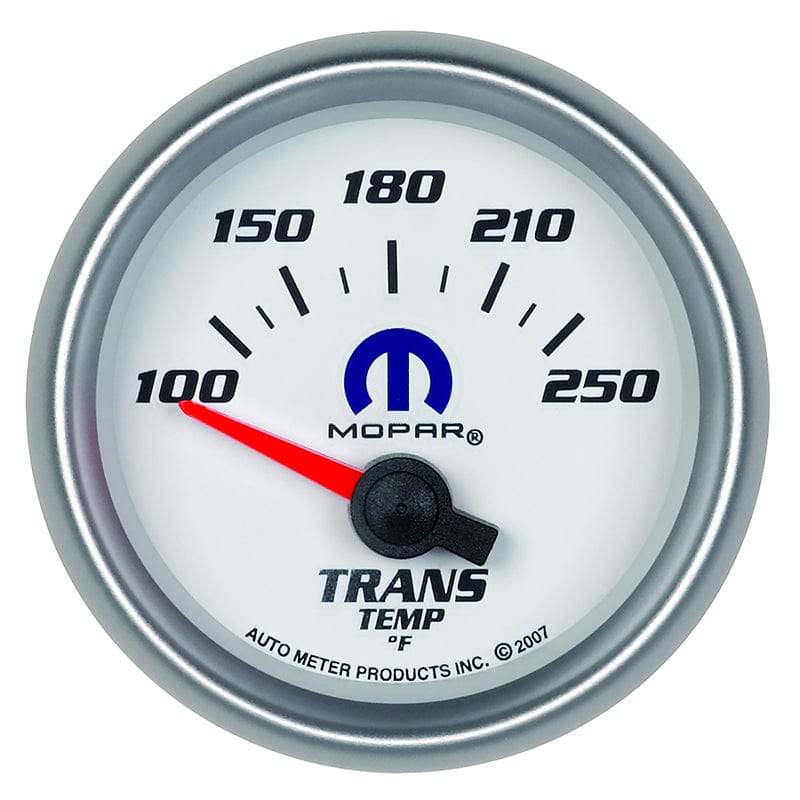 AUTOMETER 2-1/16", White Dial/Silver Bezel, Short Sweep Electric, 100-250°F Auto Meter Mopar Trans Temperature Gauge AU880033 SR