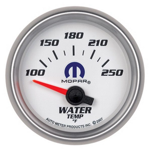 AUTOMETER 2-1/16", White Dial/Silver Bezel, Short Sweep Electrical, 100-250°F Auto Meter Mopar Water Temperature Gauge AU880030 SR