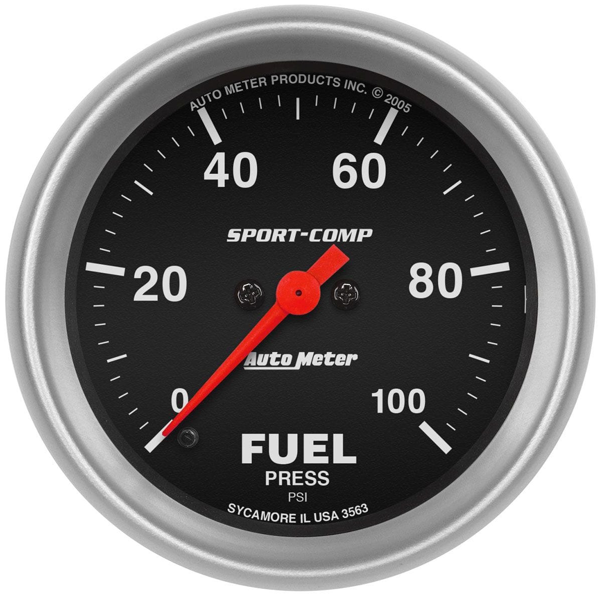 AUTOMETER 2-5/8", Full Sweep Electric, 0-100 psi Auto Meter Sport-Comp Series Fuel Pressure Gauge AU3563 SR