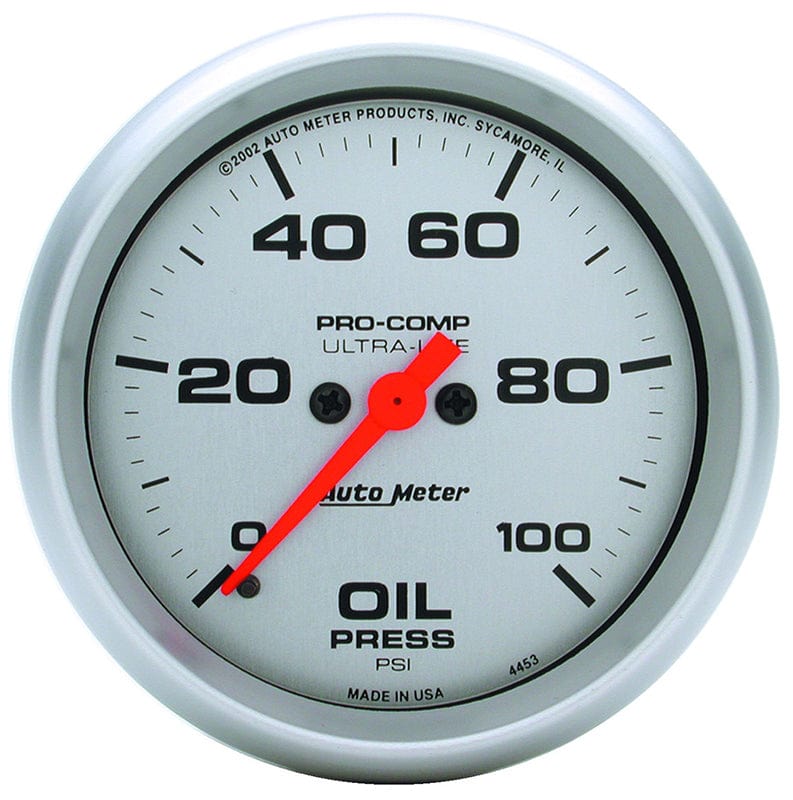 AUTOMETER 2-5/8", Full Sweep Electric, 0-100 psi Auto Meter Ultra-Lite Series Oil Pressure Gauge AU4453 SR