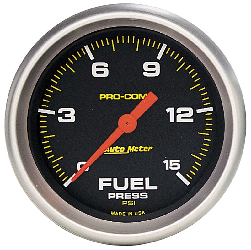 AUTOMETER 2-5/8", Full Sweep Electric, 0-15 psi Auto Meter Pro-Comp Series Fuel Pressure Gauge AU5461 SR