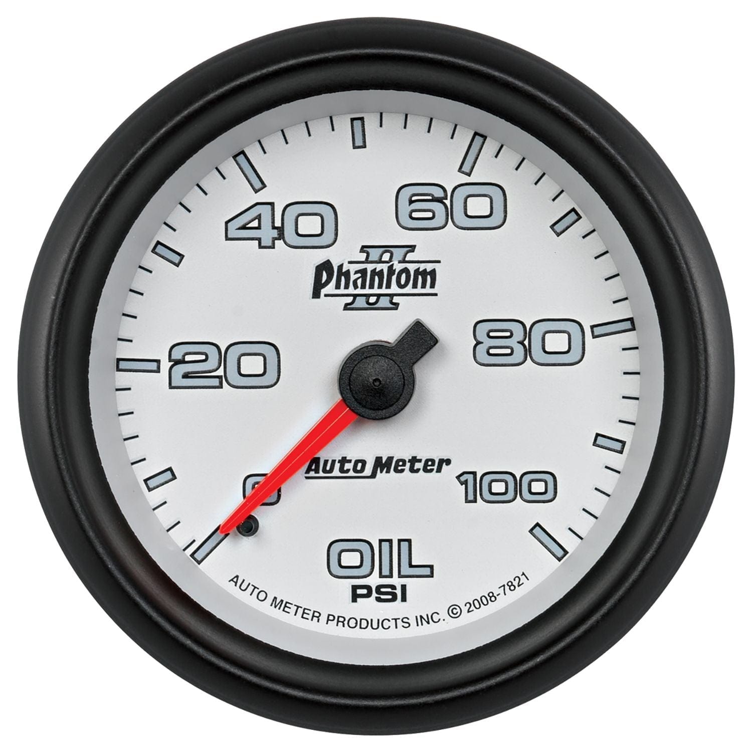 AUTOMETER 2-5/8", Full Sweep Mechanical, 0-100 psi Auto Meter Phantom II Series Oil Pressure Gauge AU7821 SR
