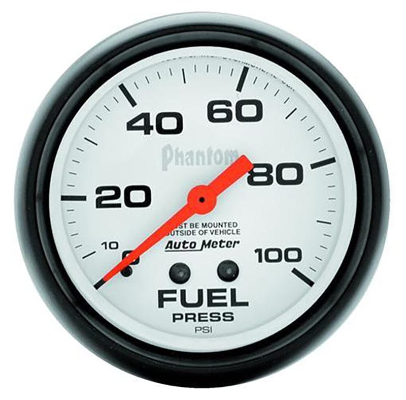 AUTOMETER 2-5/8", Full Sweep Mechanical, 0-100 psi Auto Meter Phantom Series Fuel Pressure Gauge AU5812 SR