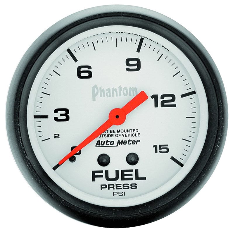 AUTOMETER 2-5/8", Full Sweep Mechanical, 0-15 psi Auto Meter Phantom Series Fuel Pressure Gauge AU5810 SR