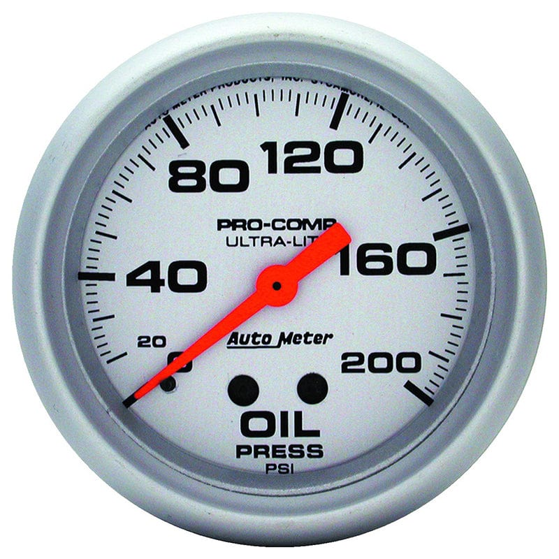 AUTOMETER 2-5/8", Full Sweep Mechanical, 0-200 psi Auto Meter Ultra-Lite Series Oil Pressure Gauge AU4422 SR