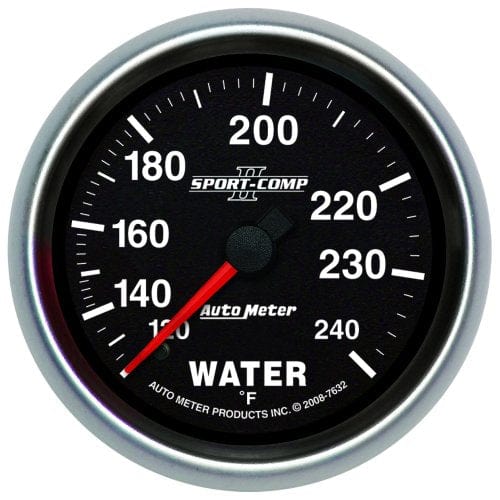 AUTOMETER 2-5/8", Full Sweep Mechanical, 120-240°F Auto Meter Sport-Comp II Water Temperature Gauge AU7632 SR