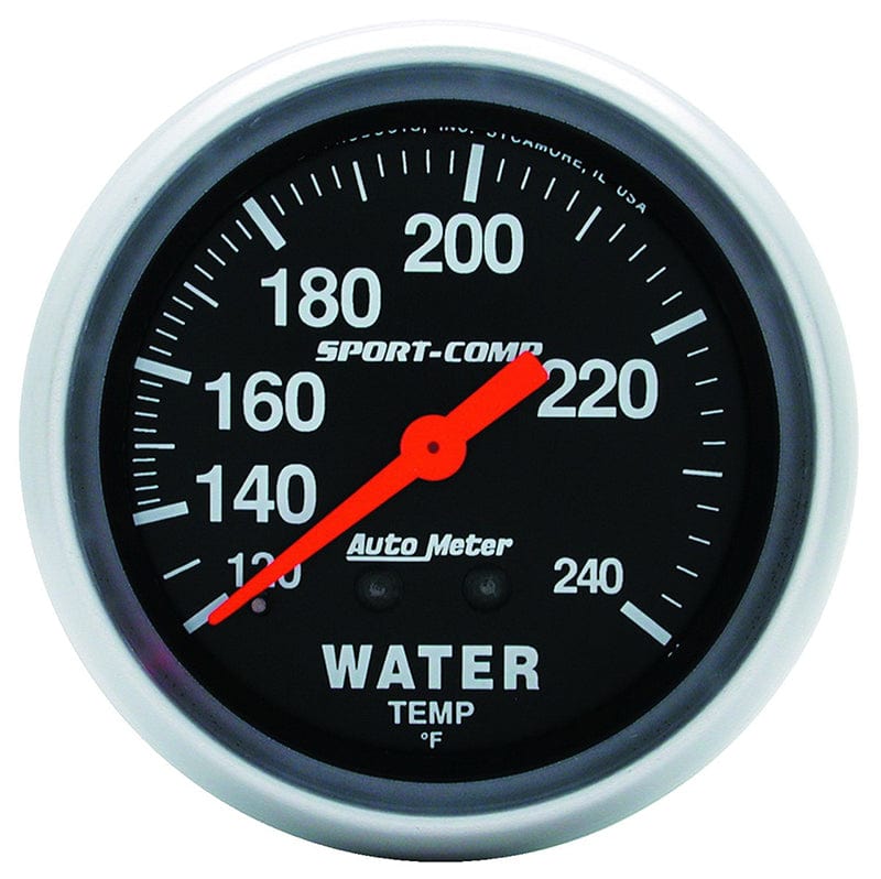 AUTOMETER 2-5/8", Full Sweep Mechanical, 120-240°F Auto Meter Sport-Comp Series Water Temperature Gauge AU3433 SR