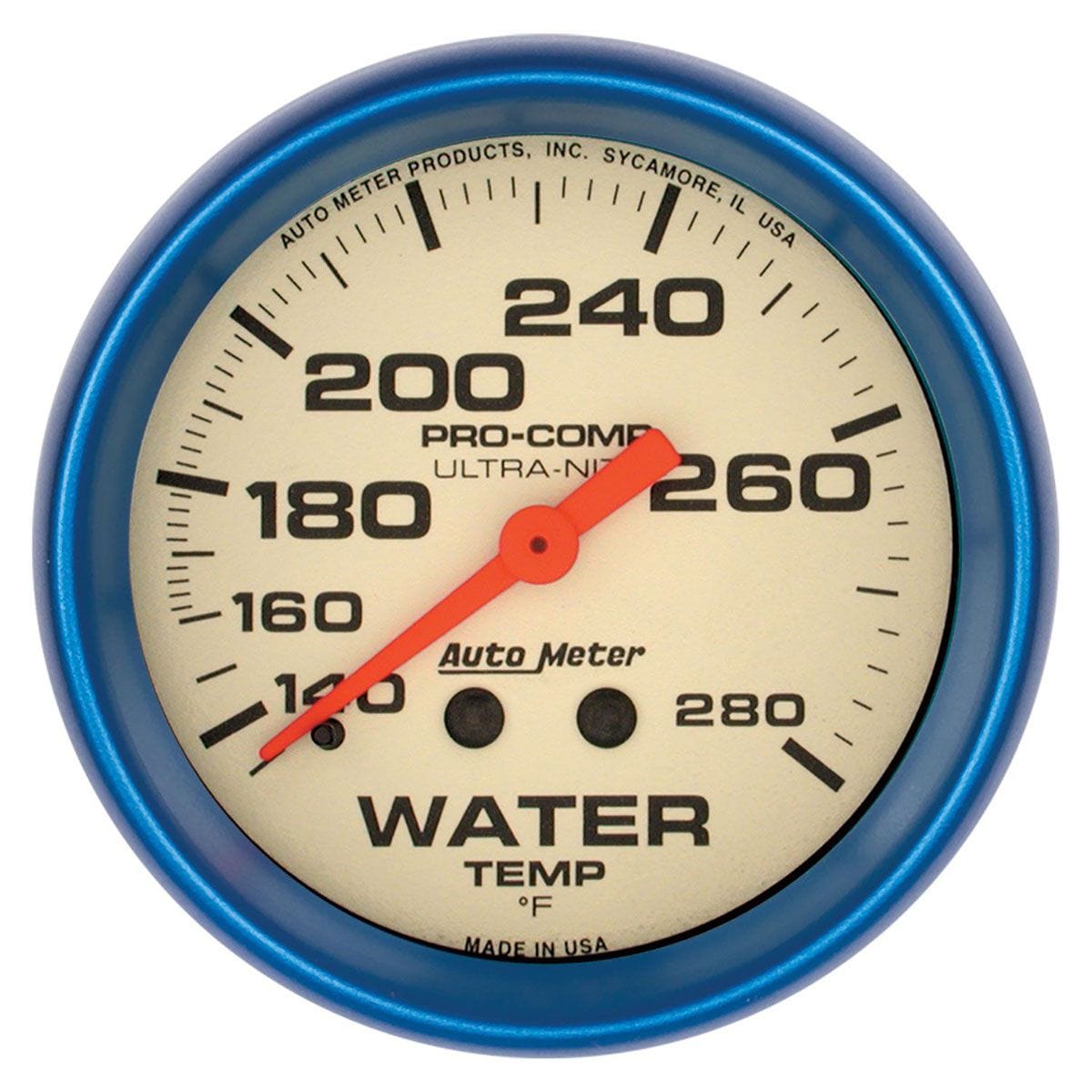 AUTOMETER 2-5/8", Full Sweep Mechanical, 140-280°F Auto Meter Ultra-Nite Series Water Temperature Gauge AU4531 SR