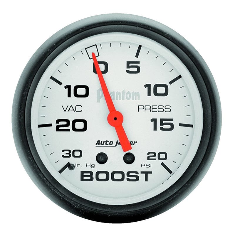 AUTOMETER 2-5/8", Full Sweep Mechanical, 30 in Hg./20 psi Auto Meter Phantom Series Boost/Vacuum Gauge AU5801 SR