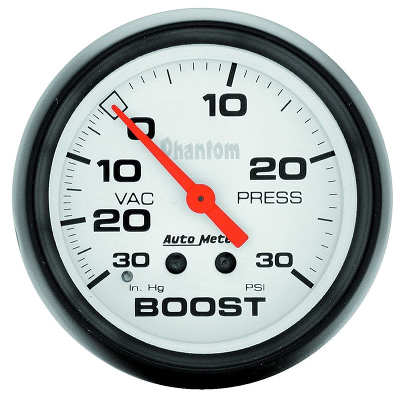 AUTOMETER 2-5/8", Full Sweep Mechanical, 30 in Hg./30 psi Auto Meter Phantom Series Boost/Vacuum Gauge AU5803 SR