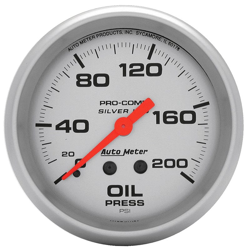 AUTOMETER 2-5/8", Liquid Filled Mechanical, 0-200 psi Auto Meter Ultra-Lite Series Oil Pressure Gauge AU4622 SR