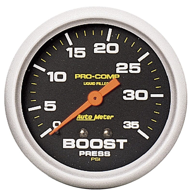 AUTOMETER 2-5/8", Liquid Filled Mechanical, 0-35 psi Auto Meter Pro-Comp Series Boost Gauge AU5404 SR