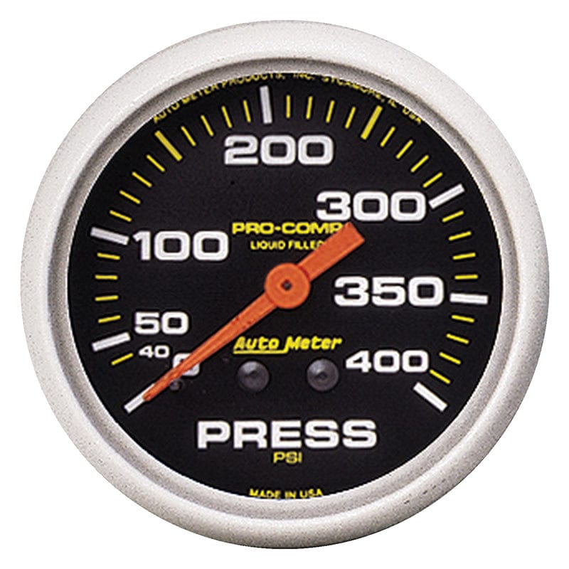 AUTOMETER 2-5/8", Liquid Filled Mechanical, 0-400 psi Auto Meter Pro-Comp Series Pressure Gauge AU5424 SR