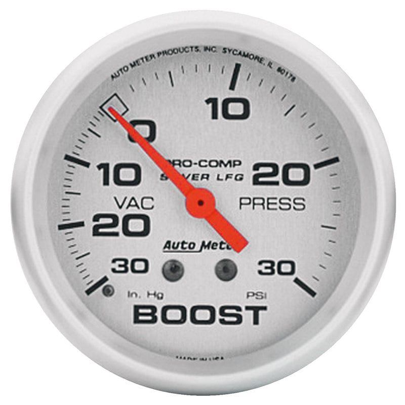 AUTOMETER 2-5/8", Liquid Filled Mechanical, 30 In. Hg/30 psi Auto Meter Ultra-Lite Series Boost/Vacuum Gauge AU4603 SR