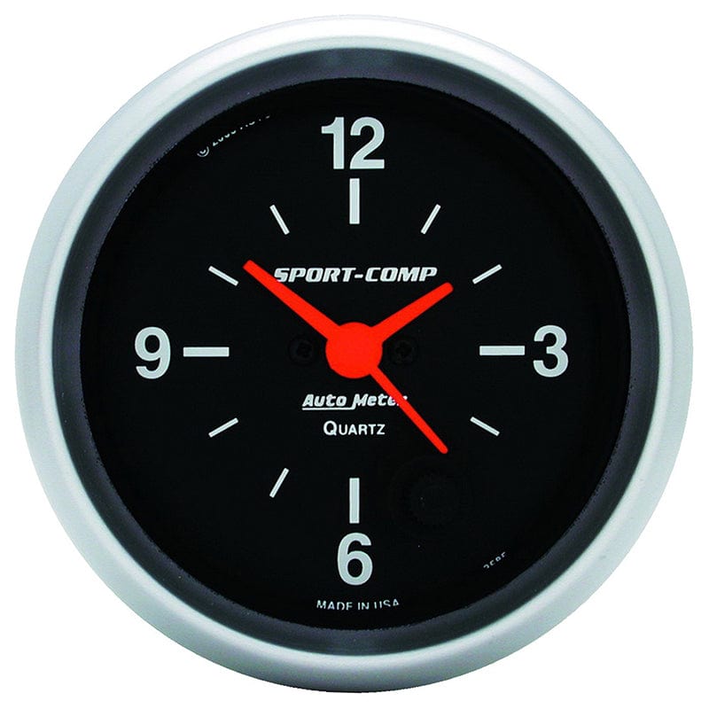 AUTOMETER 2-5/8", Quartz with Second Hand Auto Meter Sport-Comp Series Clock AU3585 SR