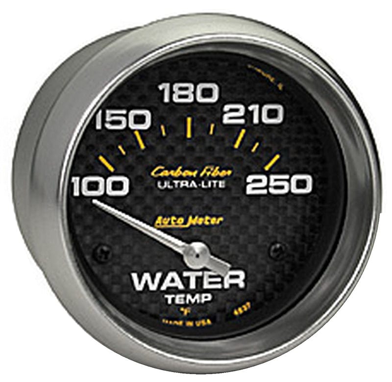 AUTOMETER 2-5/8", Short Sweep Electric, 100-250°F Auto Meter Carbon Fiber Series Water Temperature Gauge AU4837 SR
