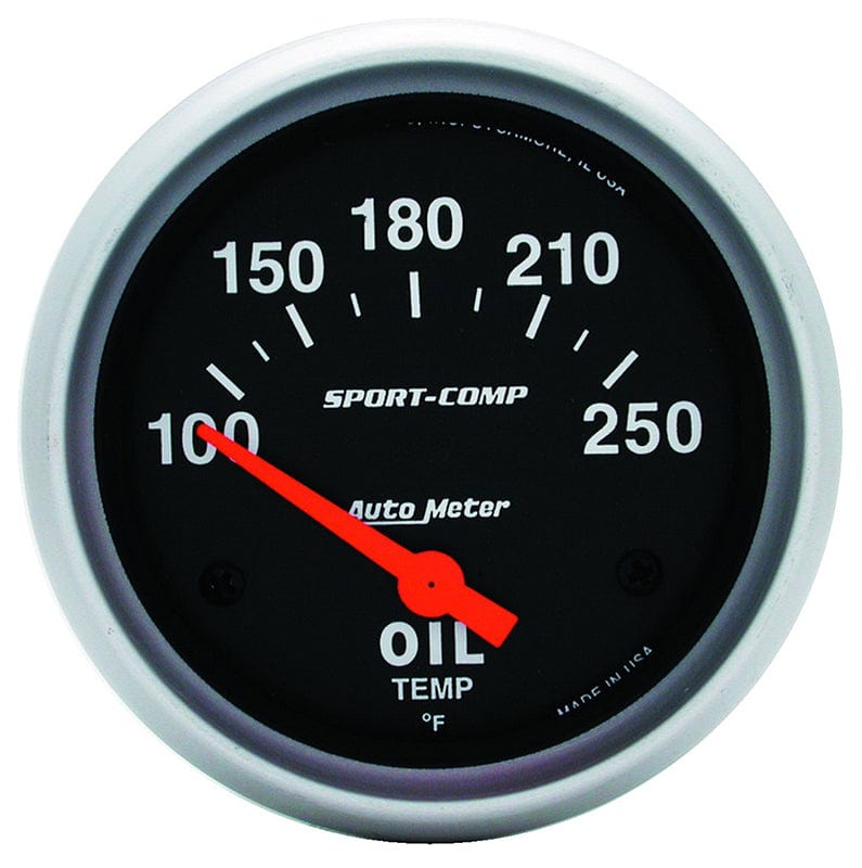 AUTOMETER 2-5/8", Short Sweep Electric, 100-250°F Auto Meter Sport-Comp Series Oil Temperature Gauge AU3542 SR