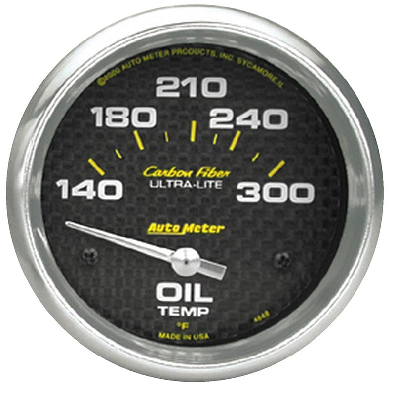 AUTOMETER 2-5/8", Short Sweep Electric, 140-300°F Auto Meter Carbon Fiber Series Oil Temperature Gauge AU4848 SR