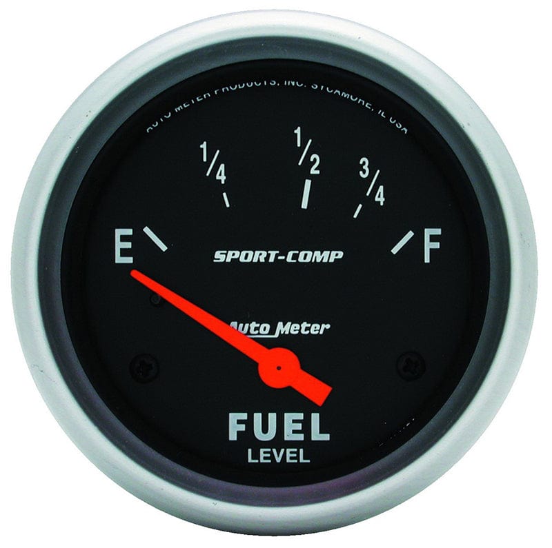 AUTOMETER 2-5/8", Short Sweep Electric, 240 ohms Empty/33 ohms Full Auto Meter Sport-Comp Series Fuel Level Gauge AU3516 SR