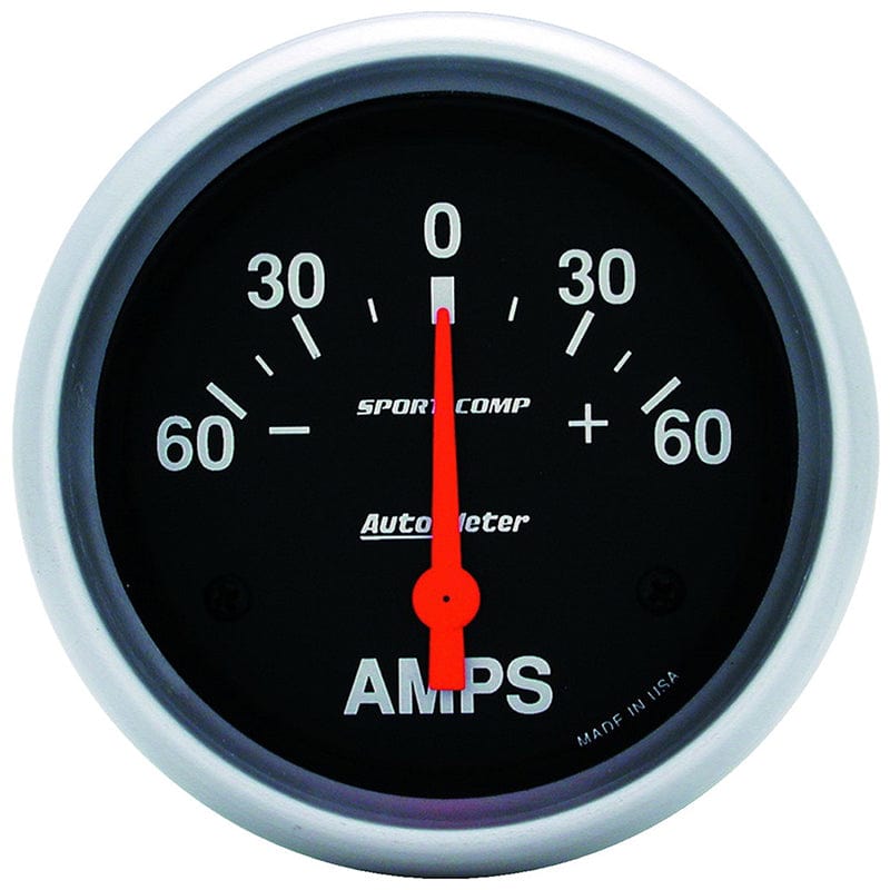 AUTOMETER 2-5/8", Short Sweep Electric, 60-0-60 amps Auto Meter Sport-Comp Series Ammeter Gauge AU3586 SR