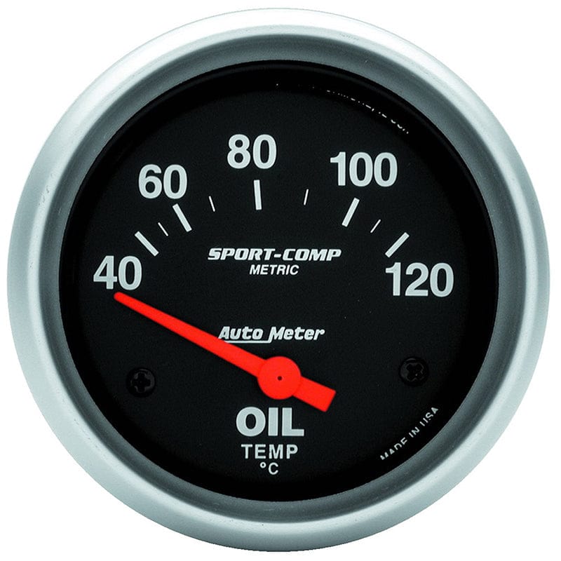AUTOMETER 2-5/8", Short Sweep Electric, Metric, 40-120°C Auto Meter Sport-Comp Series Oil Temperature Gauge AU3542-M SR