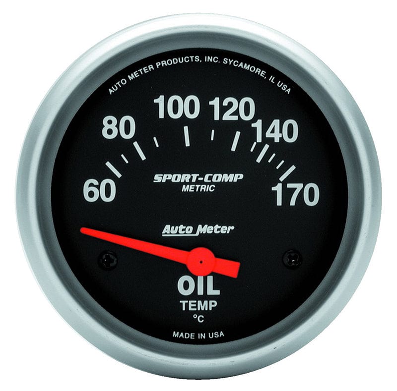AUTOMETER 2-5/8", Short Sweep Electric, Metric, 60-170°C Auto Meter Sport-Comp Series Oil Temperature Gauge AU3543-M SR