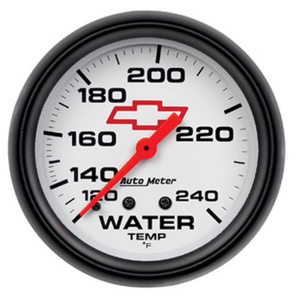 AUTOMETER 2-5/8", White Dial, Full Sweep Mechanical, 120-240°F Auto Meter Chev Bow-Tie Water Temperature Gauge AU5832-00406 SR