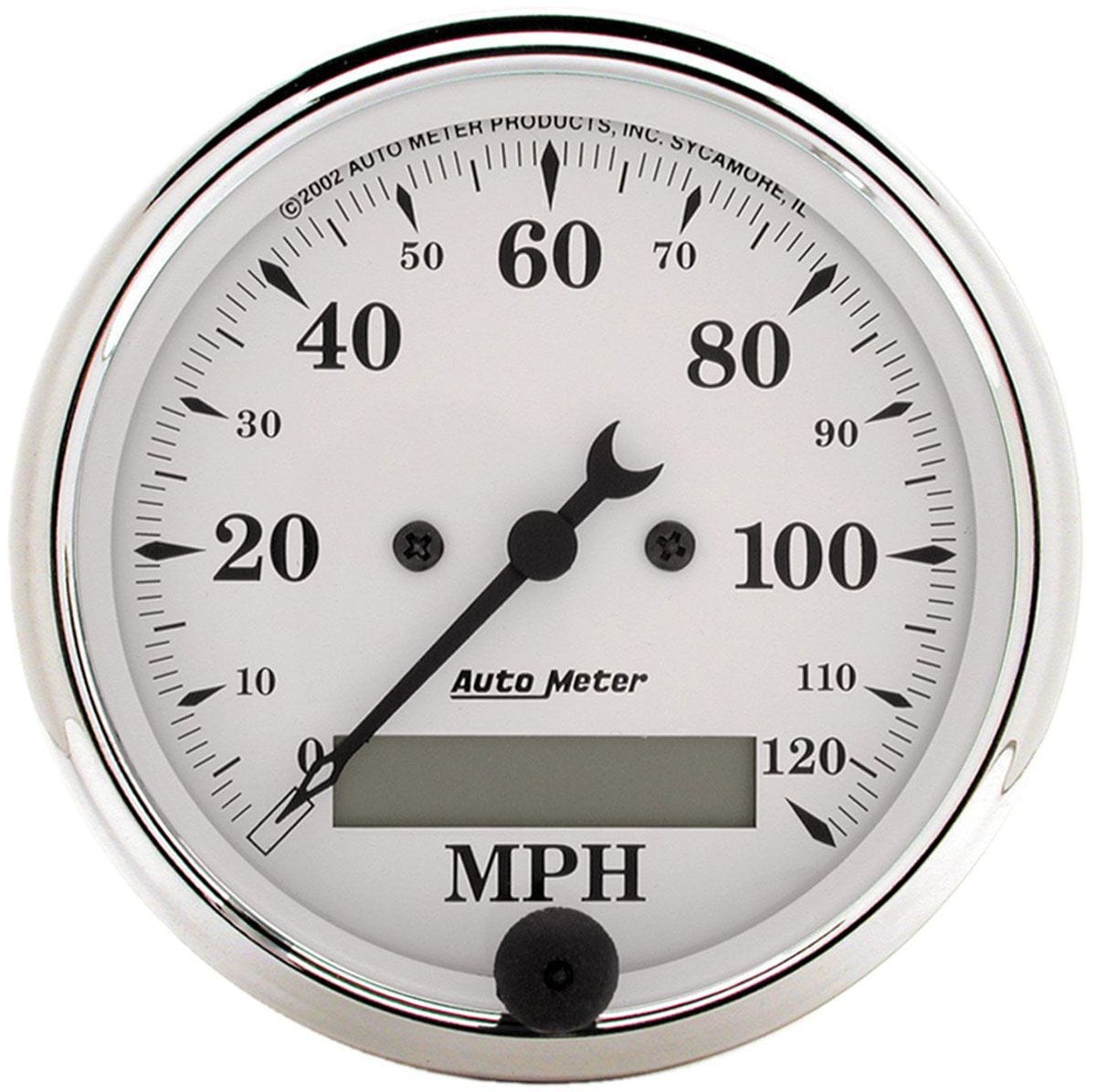 AUTOMETER 3-1/8", In-Dash, Electric, Programmable, 0-120 mph Auto Meter Old Tyme White Speedometer AU1688 SR