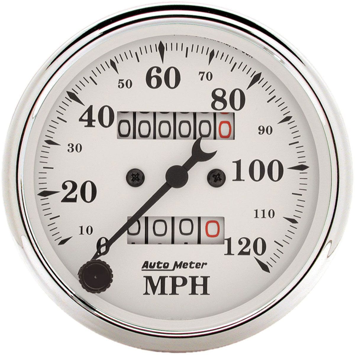 AUTOMETER 3-1/8", In-Dash, Mechanical, 0-120 mph Auto Meter Old Tyme White Speedometer AU1693 SR