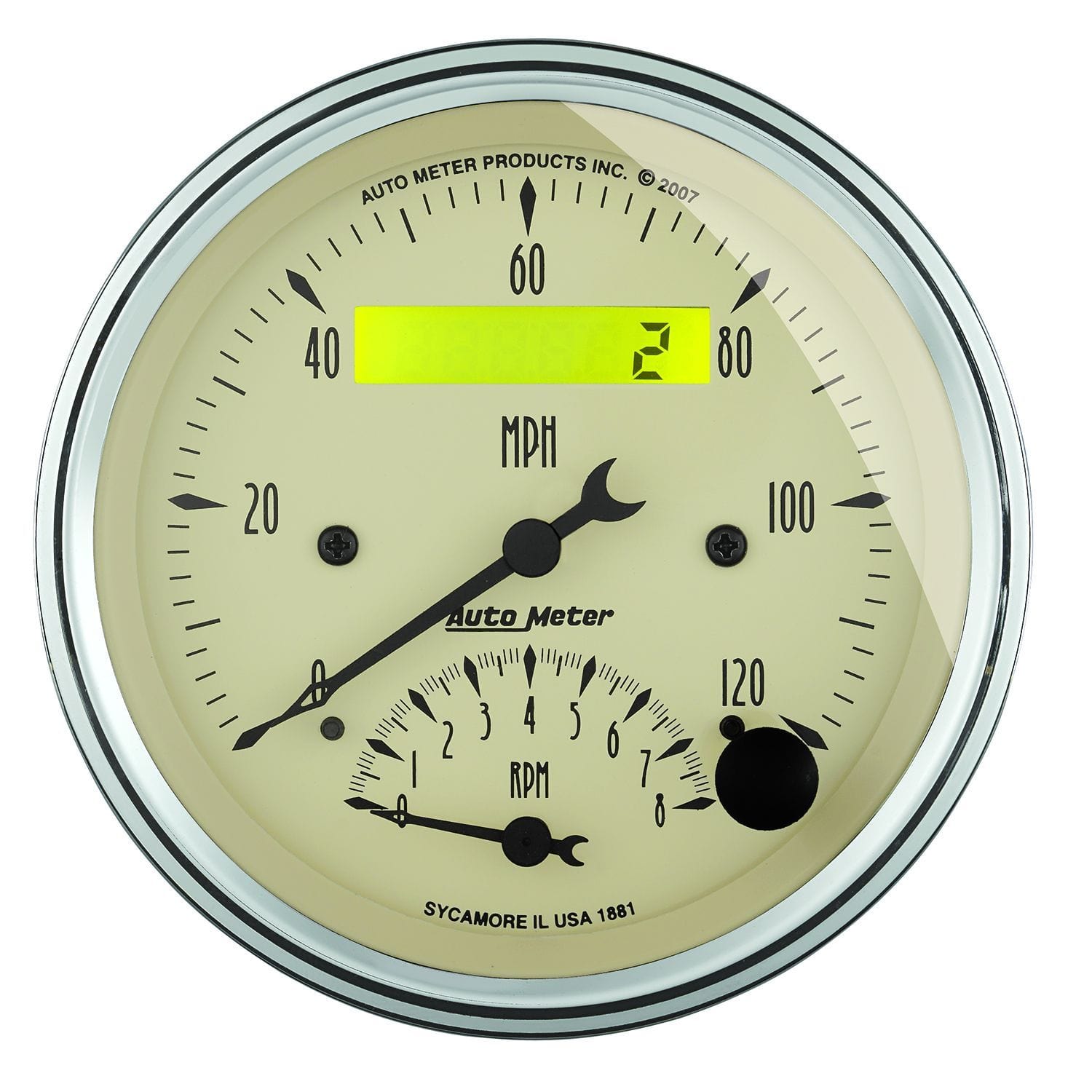 AUTOMETER 3-3/8", Electric, In-Dash, Programmable, 0-120 mph, 0-8,000 rpm Auto Meter Antique Beige Tach Speedo Combo AU1881 SR