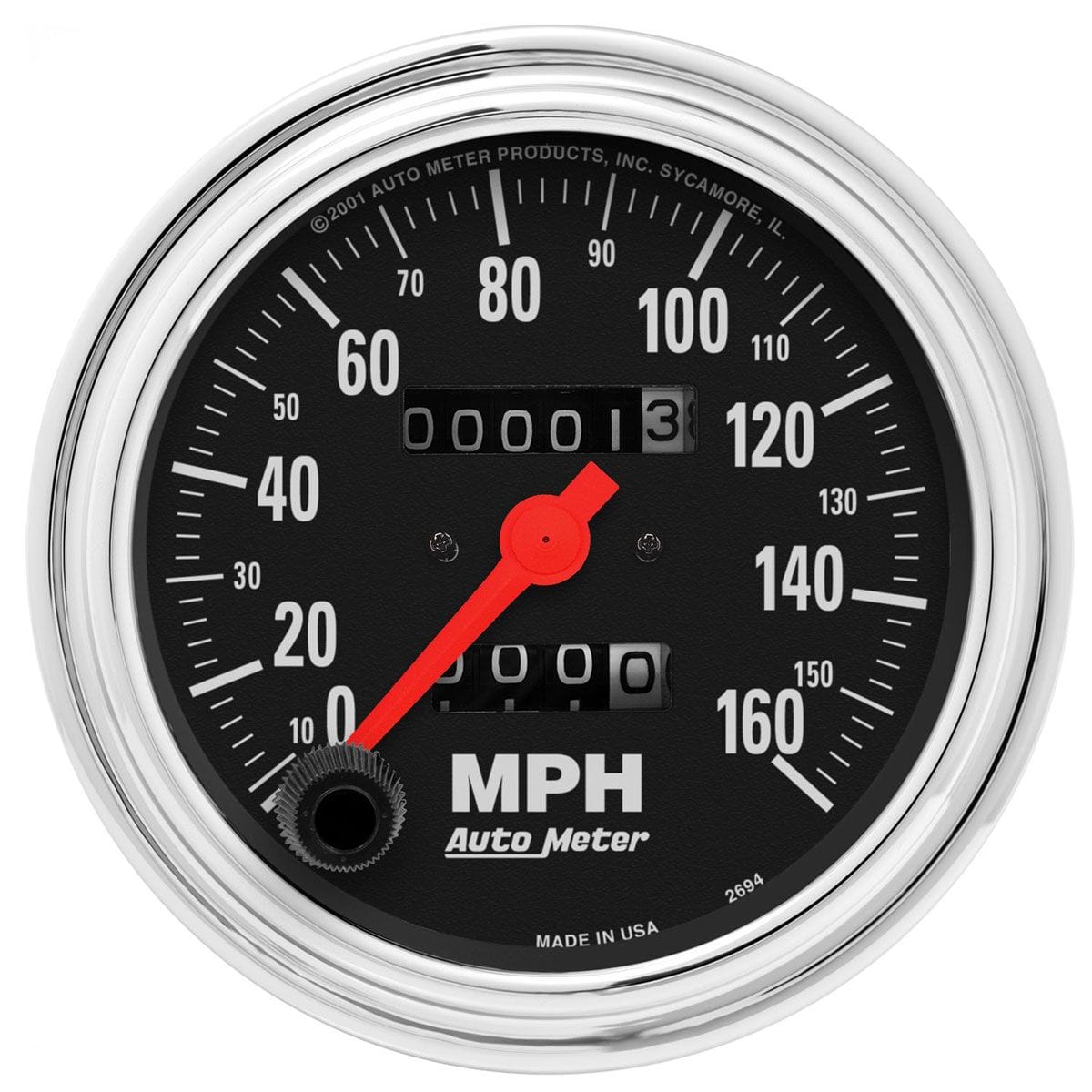 AUTOMETER 3-3/8", In-Dash, Mechanical, 0-160 mph Auto Meter Traditional Chrome Speedometer AU2494 SR
