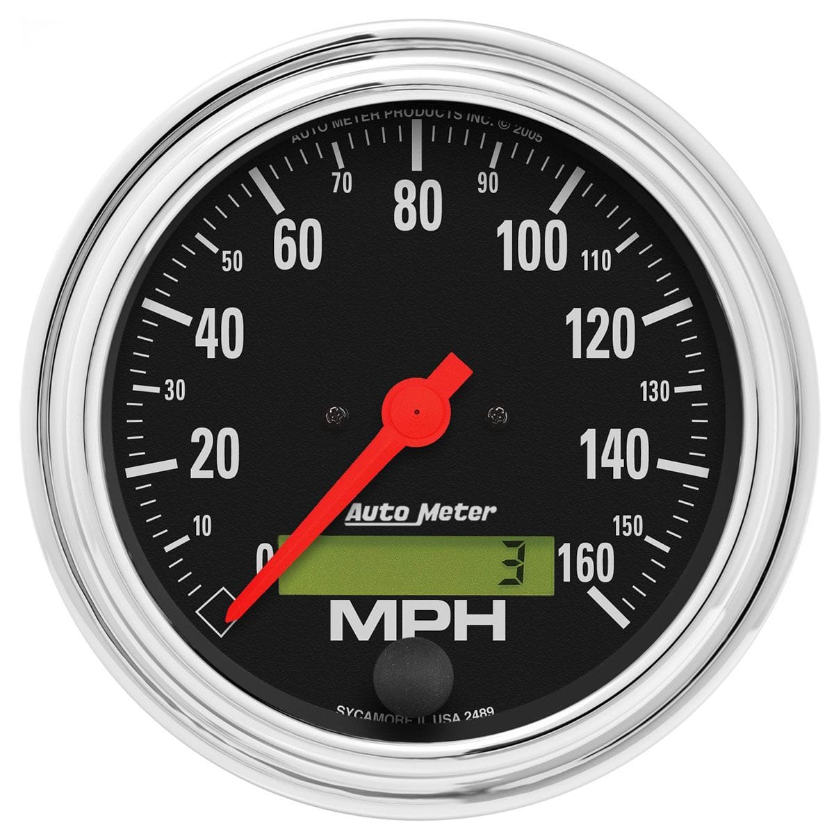 AUTOMETER 3-3/8", In-Dash, Programmable, 0-160 mph Auto Meter Traditional Chrome Speedometer AU2489 SR