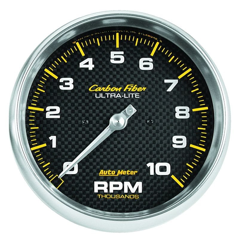 AUTOMETER 5", In-Dash, 0-10,000 rpm Auto Meter Carbon Fiber Series Tachometer AU4898 SR