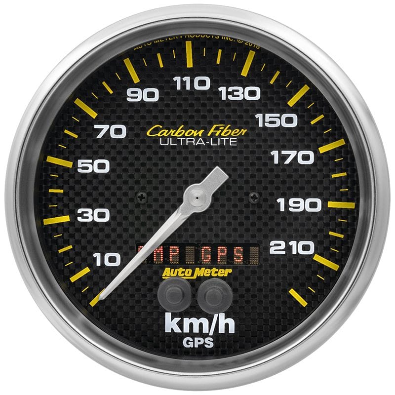 AUTOMETER 5", In-Dash, Metric, 0-225 kph Auto Meter Carbon Fibre GPS Speedometer AU4881-M SR