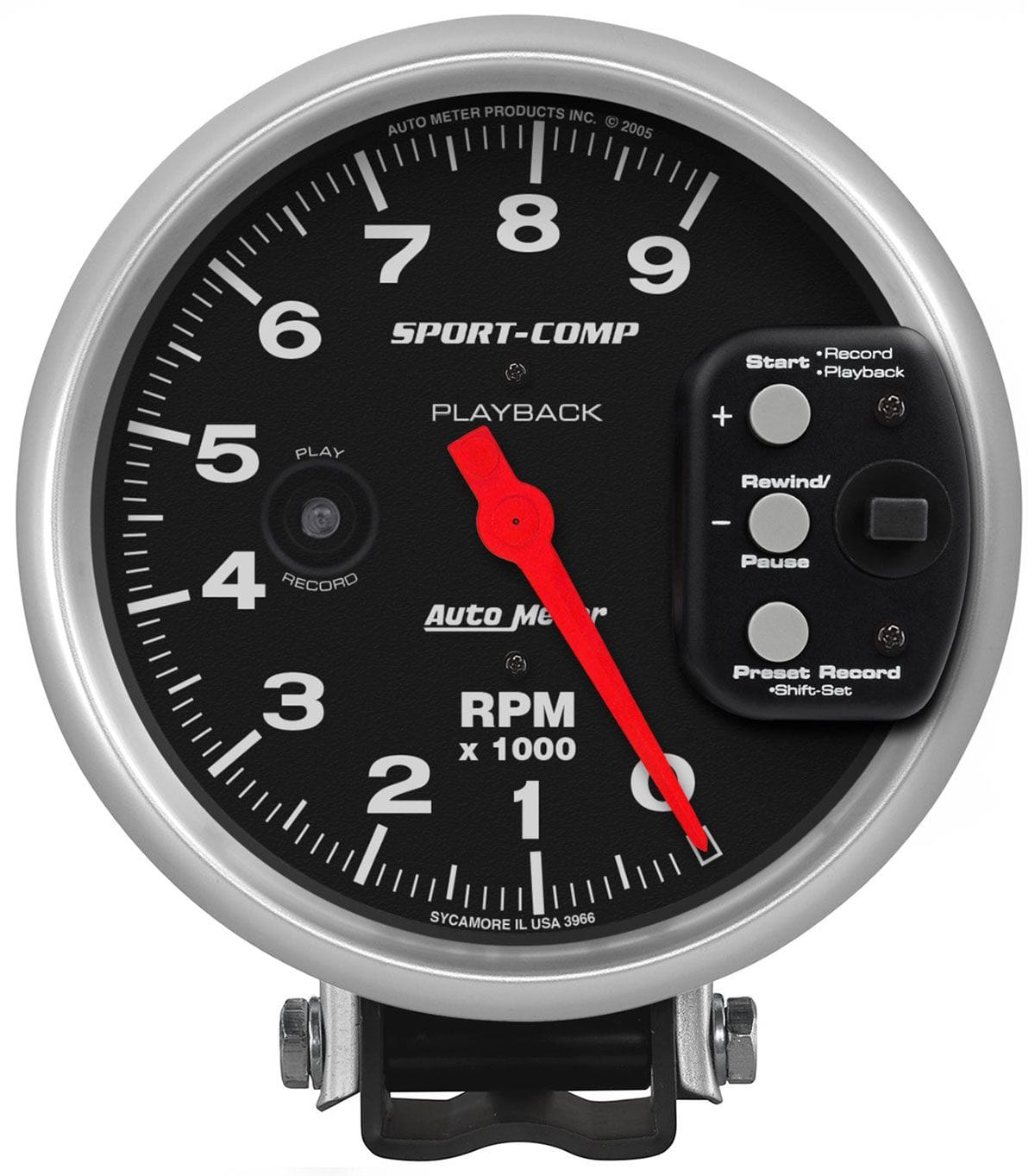 AUTOMETER 5", Pedestal Mount, 0-9,000 rpm Auto Meter Sport-Comp Series Playback Tachometer AU3966 SR