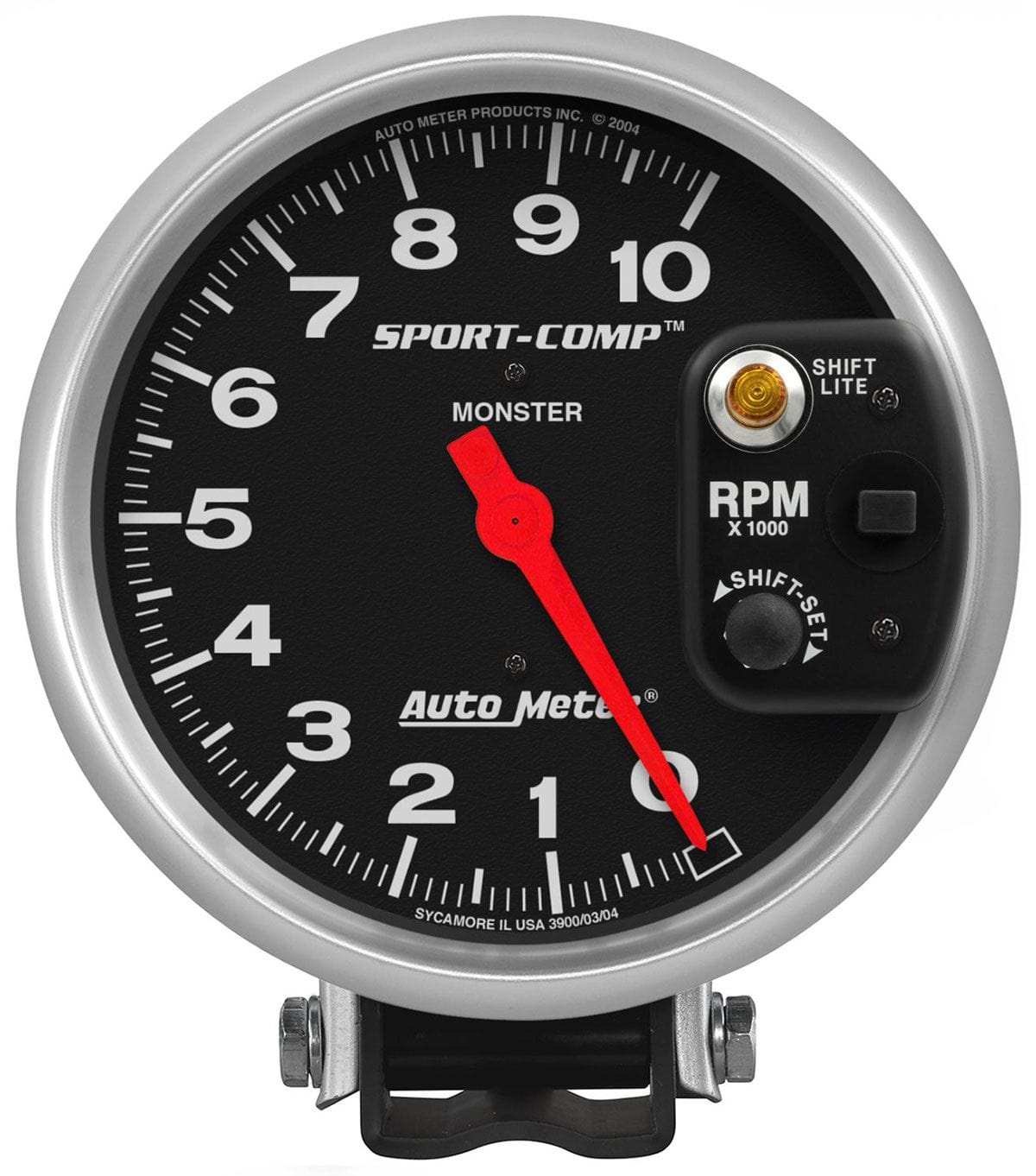 AUTOMETER 5", Pedestal Mount,, Amber light on shield, 0-10,000 rpm Auto Meter Sport-Comp Series Shift-Lite Tachometer AU3903 SR